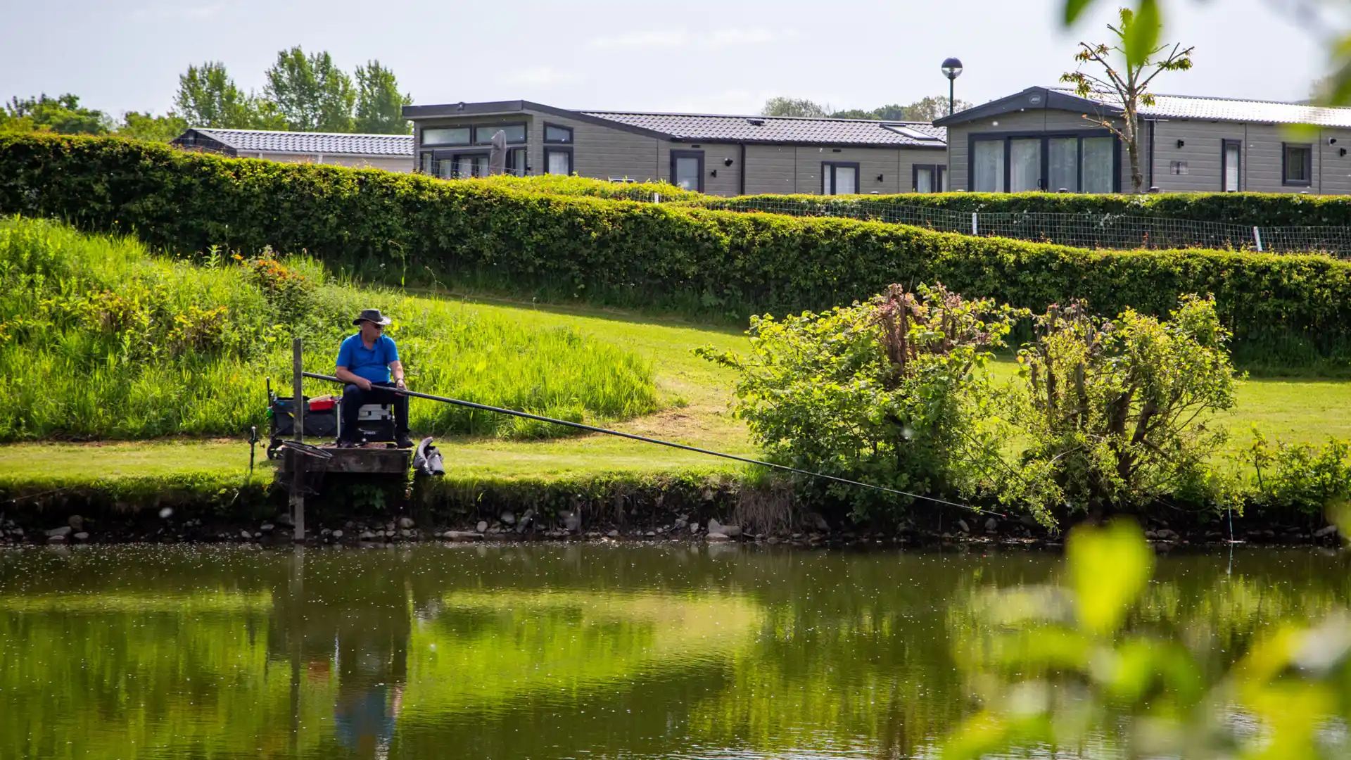 Man Fishing at a Fishing Lake With Accommodation in Lincolnshire