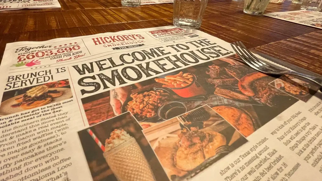 The Menu at Hickory's in Lincoln