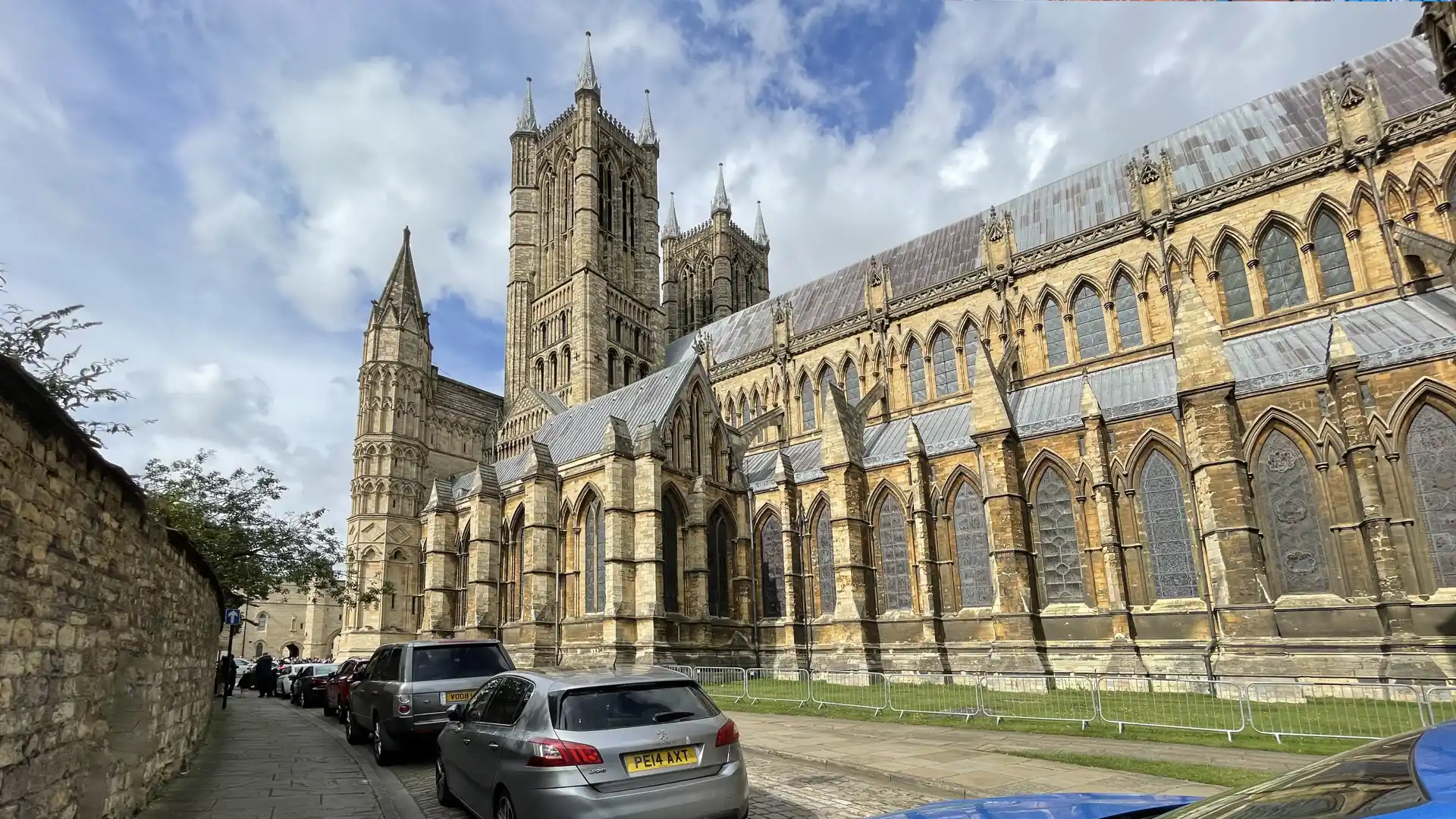 Cars parked near Lincoln Cathedral